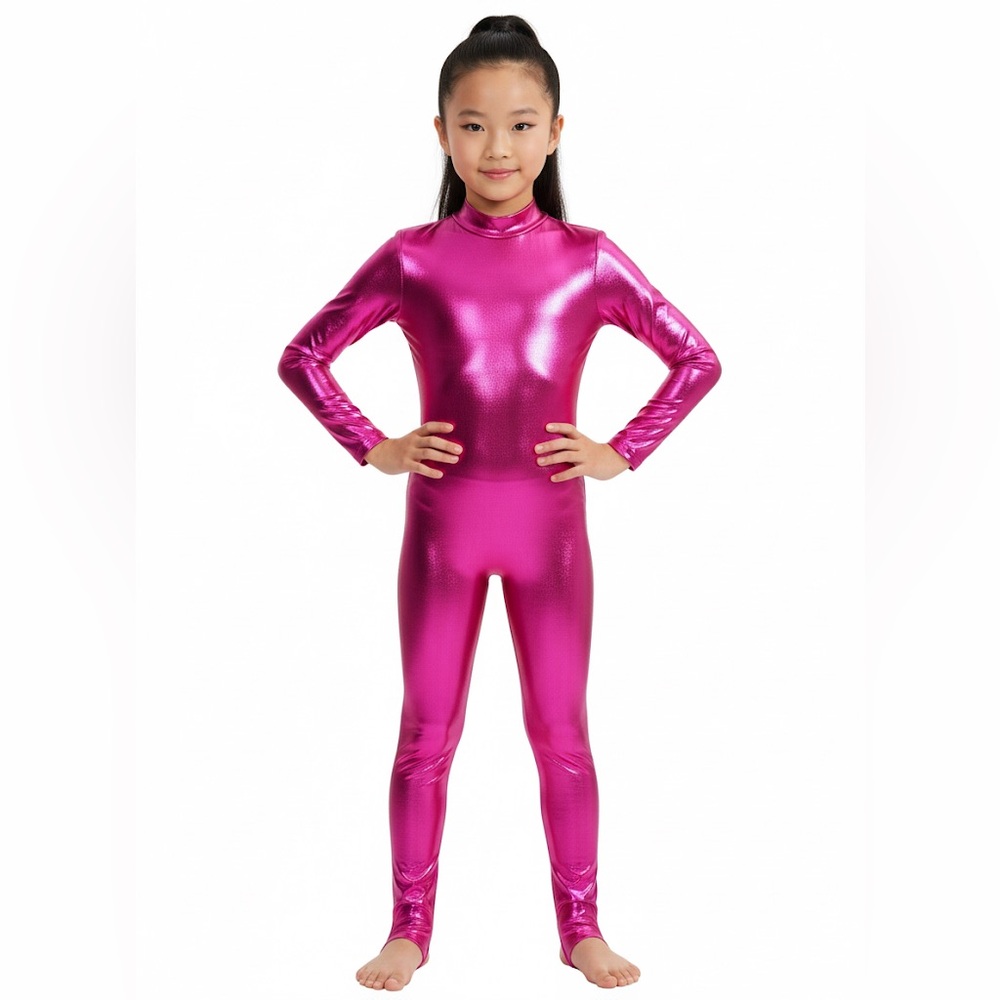 Shiny Pink Full-Body Unitard